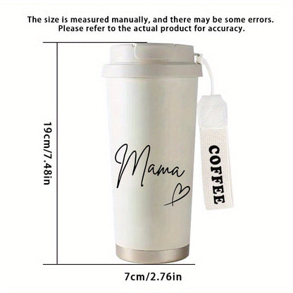 Gourde isotherme élégante pour femme – Motif Mama, idéale pour café ou thé, usage quotidien et déplacements