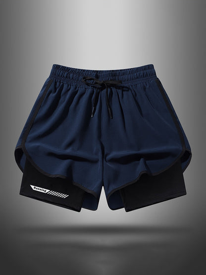 Short de sport homme 2-en-1 style running avec sous-short intégré