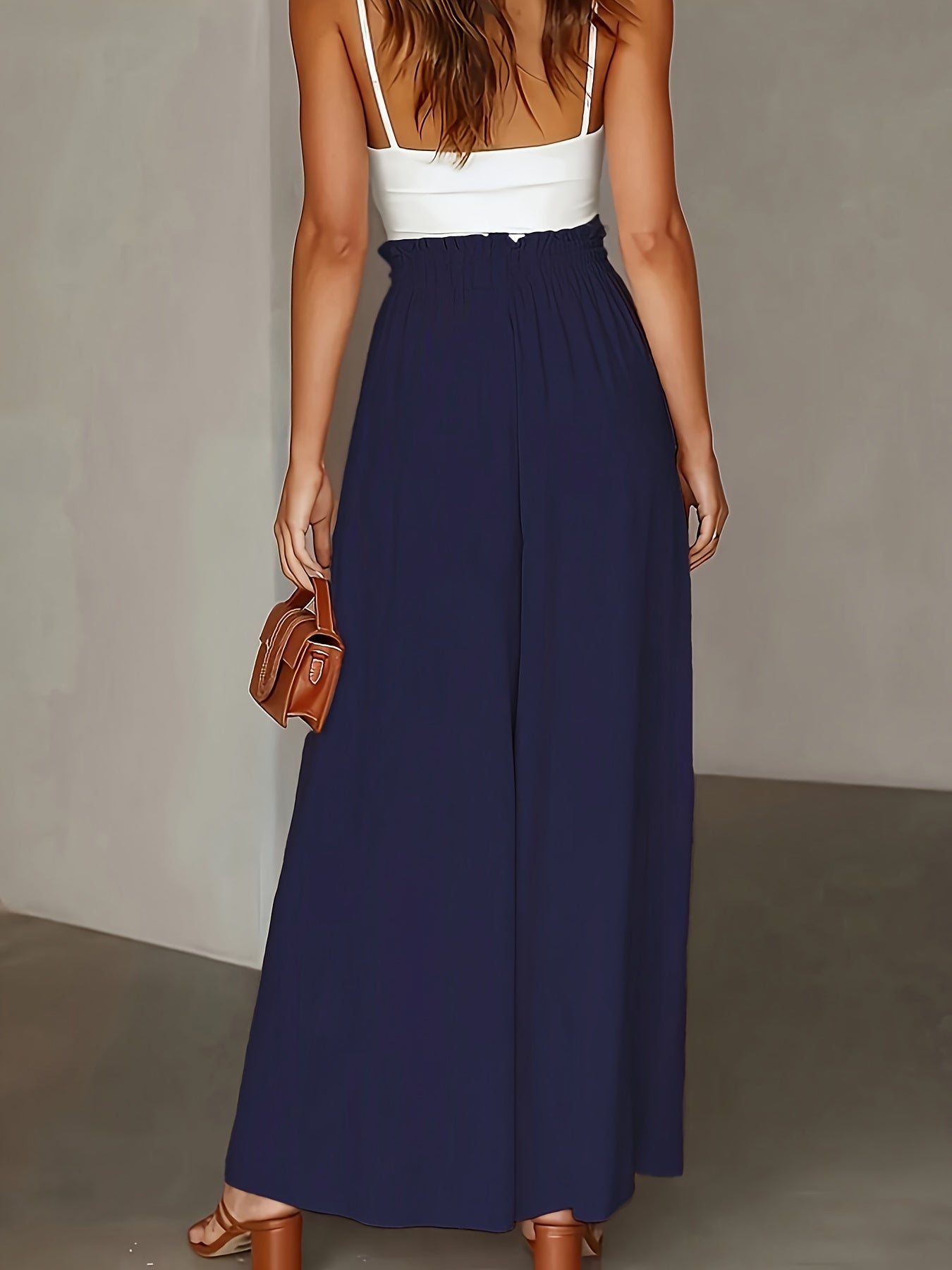 Jupe longue large taille haute avec poches pour femme – Style décontracté chic printemps/été