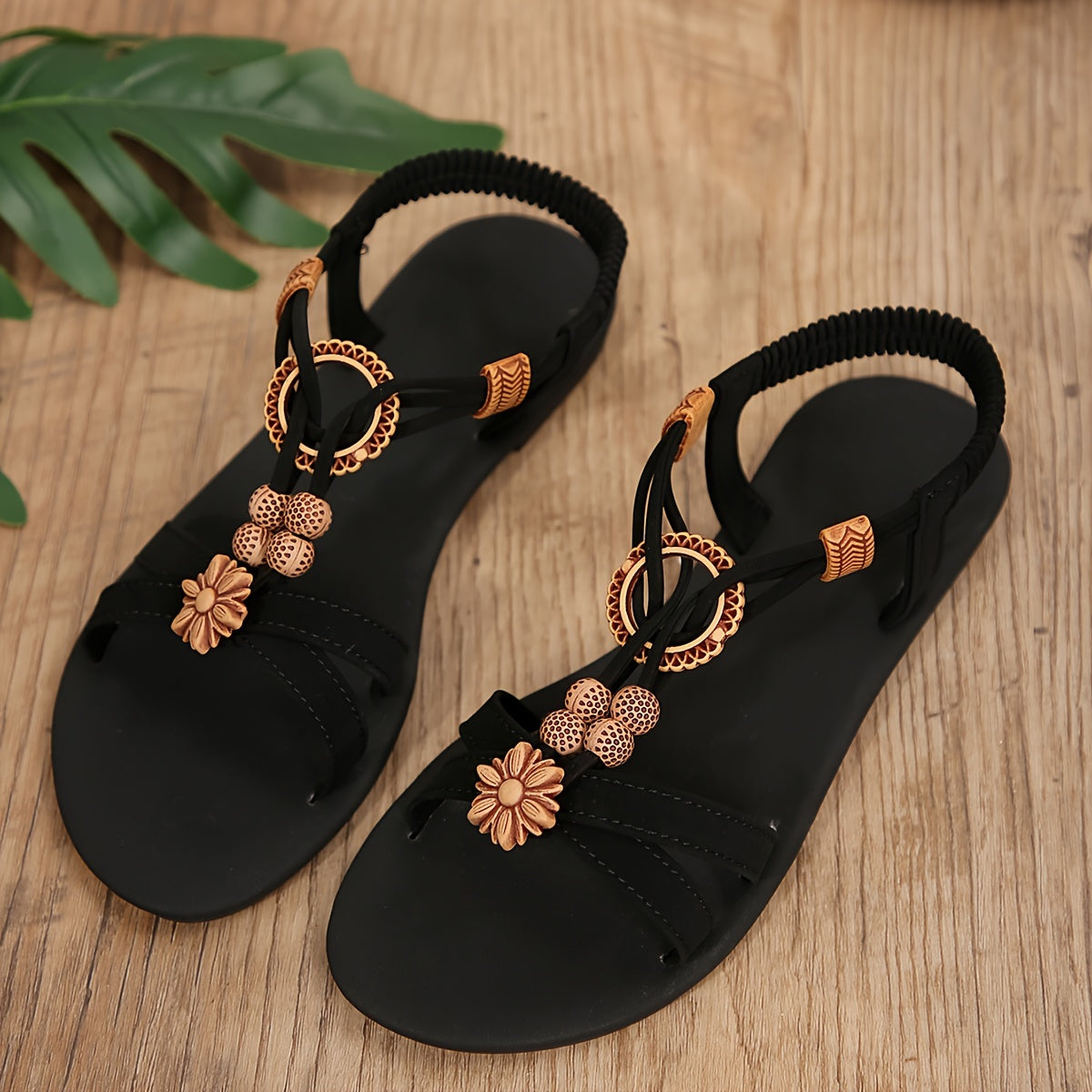 Sandales décontractées à motif floral pour femme - style estival confortable et tendance