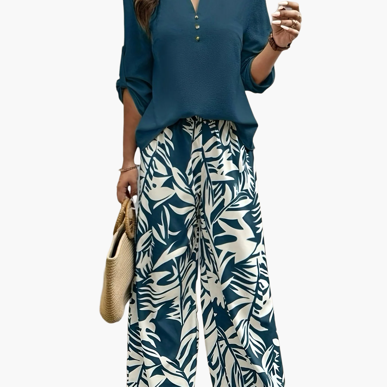 Elegant sæt til kvinder, afslappet chic stil, ideel til forår/sommer