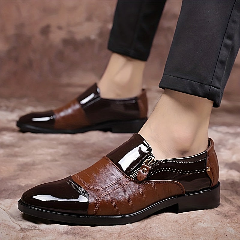 Scarpe eleganti da uomo stile inglese con punta appuntita e chiusura lampo