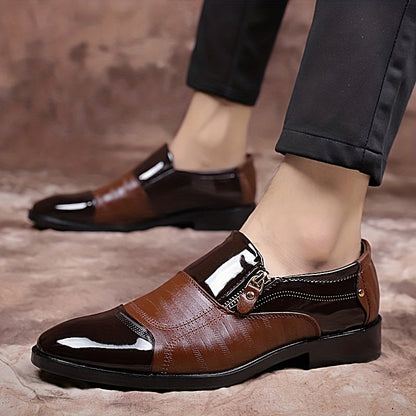 Scarpe eleganti da uomo stile inglese con punta appuntita e chiusura lampo