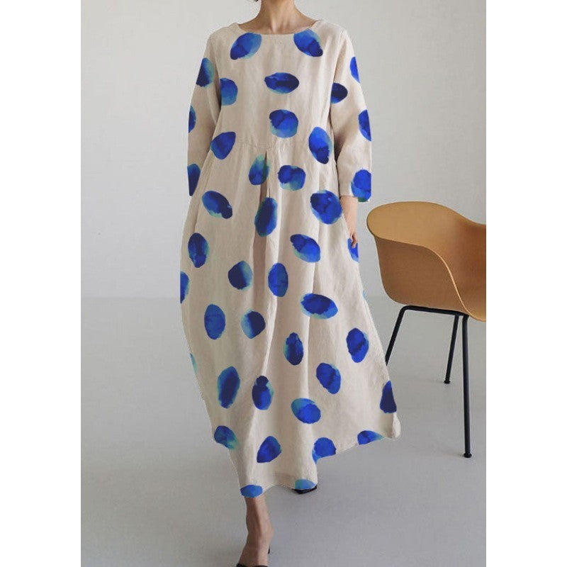 Robe longue décontractée femme style artistique bohème à motif floral – idéale été, vacances, ville