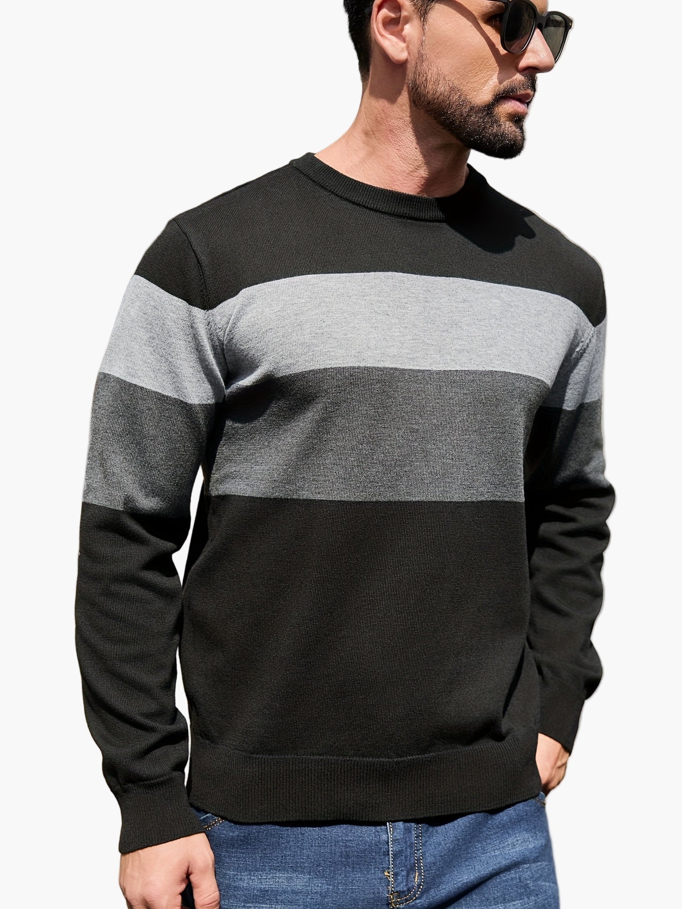 Pull-over casual à rayures pour homme – style moderne pour automne et hiver