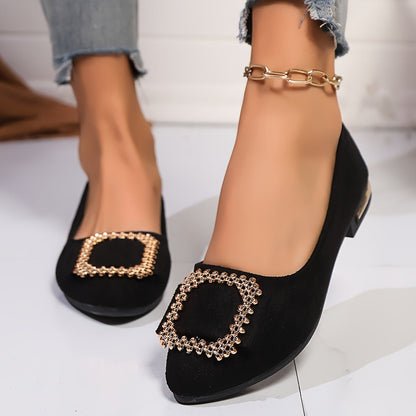 Ballerines élégantes à bout pointu pour femme avec boucle ornementale – Style chic et raffiné pour toutes occasions