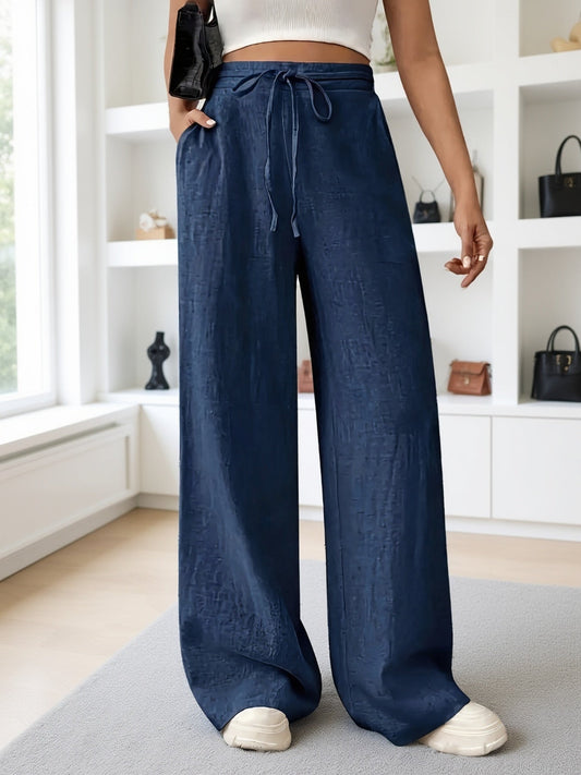 Wide casual pants for women with drawstring waist – Relaxed and trendy style