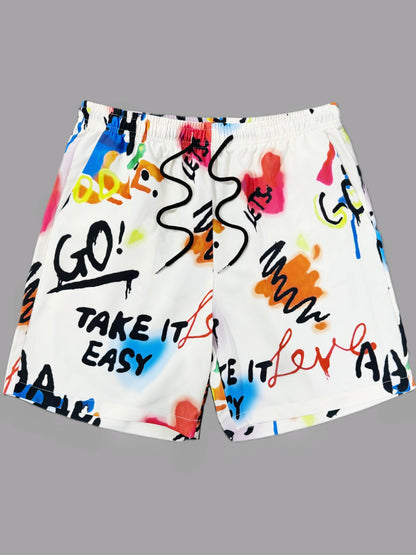 Short casual estampado graffiti para hombre estilo streetwear de moda