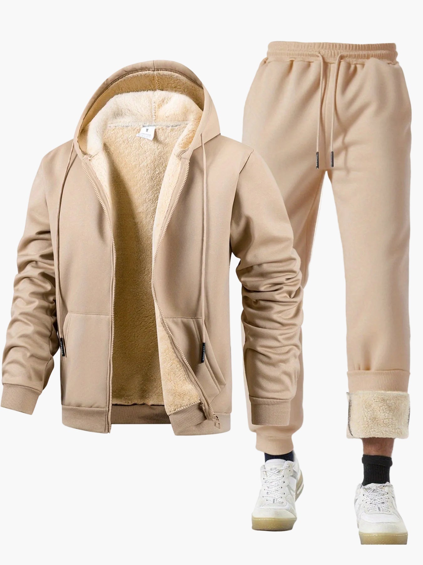 Ensemble Survêtement Homme Style Décontracté Hiver avec Capuche Doublée