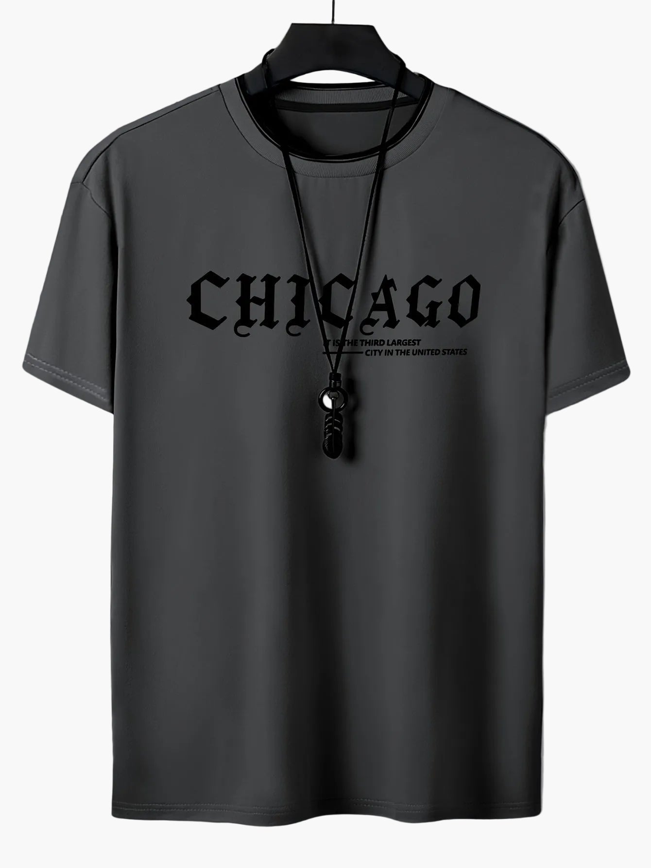 T-shirt homme style urbain imprimé CHICAGO tendance décontractée