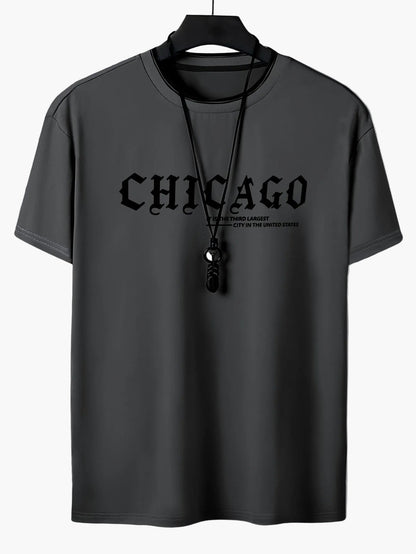 T-shirt homme style urbain imprimé CHICAGO tendance décontractée