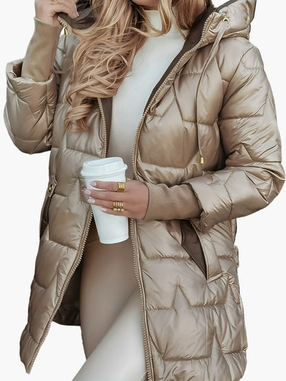 Manteau Doudoune Femme Élégant à Capuche pour Hiver, Style Quotidien Urbain