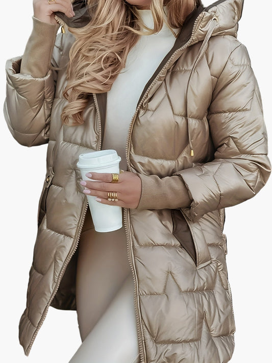 Manteau Doudoune Femme Élégant à Capuche pour Hiver, Style Quotidien Urbain