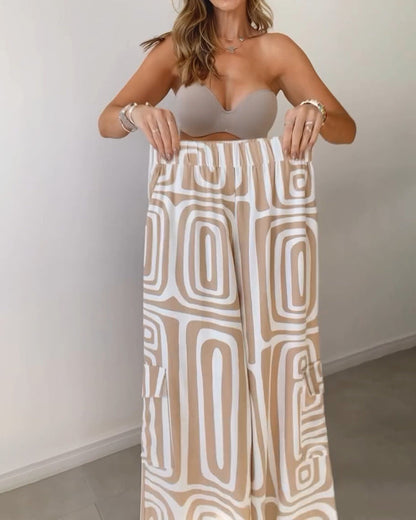 Megan – Ensemble Chemise à Manches Longues et Pantalon à Jambe Large Imprimé