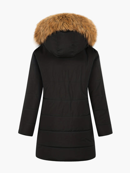 Manteau d'hiver femme style parka avec capuche en fausse fourrure – Élégance chic pour temps froid