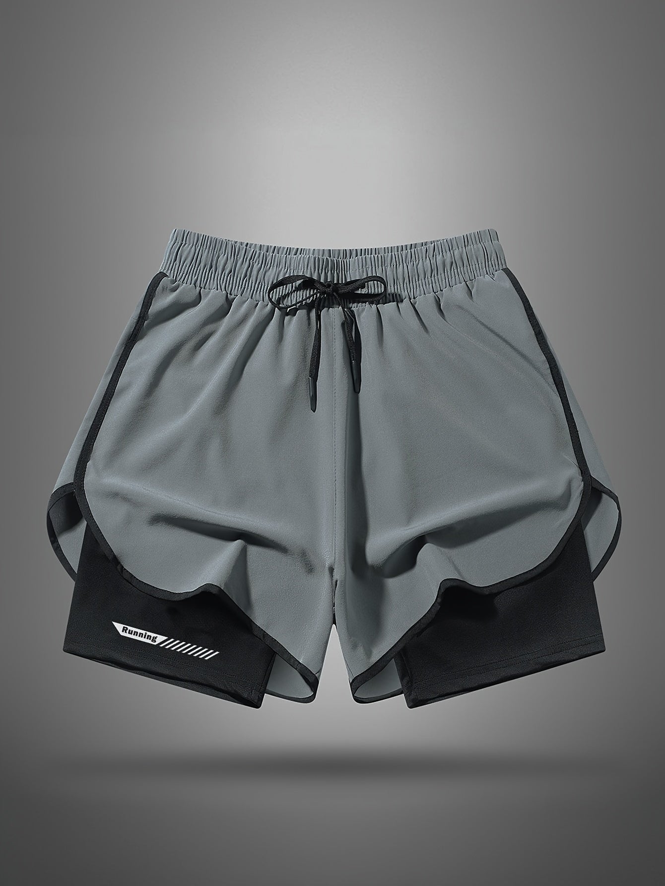 Short de sport homme 2-en-1 style running avec sous-short intégré