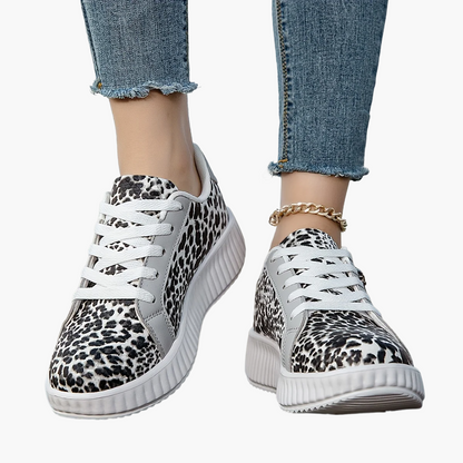 Sneakers Donna Leopardo alla Moda con Lacci, Zeppa e Cerniera - Stile Urbano Casual
