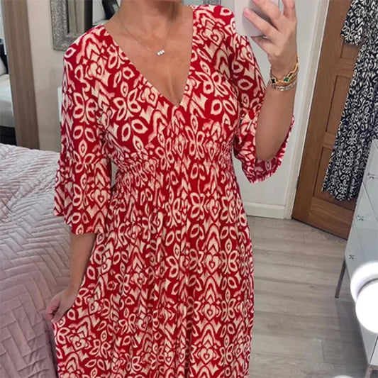 Megan – Robe Longue à Fleurs avec Décolleté en V