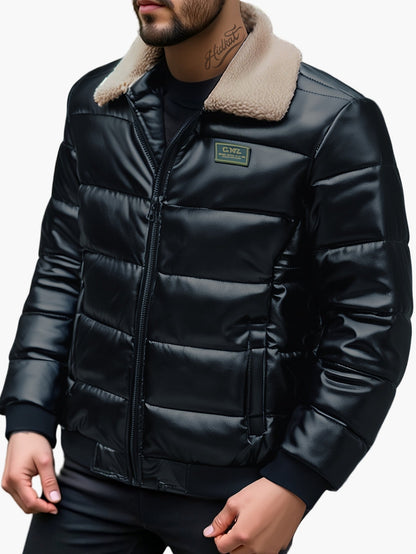 Blouson d'hiver homme style aviateur col mouton pour usage quotidien et urbain