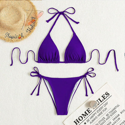 Leah – Maillot de bain bikini à nouer uni