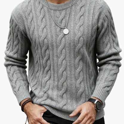 Pull à torsades style décontracté pour homme - idéal automne/hiver