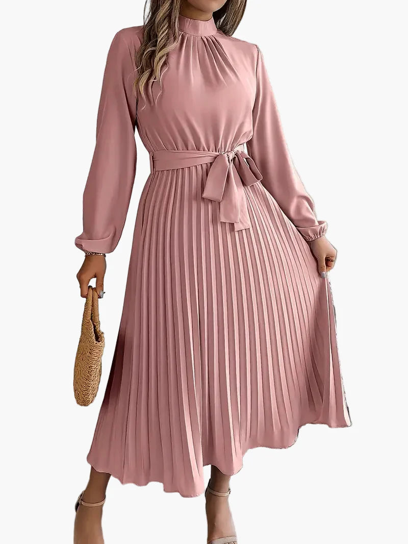 Vestido midi elegante con pliegues para mujer – Estilo refinado y versátil para ocasiones especiales