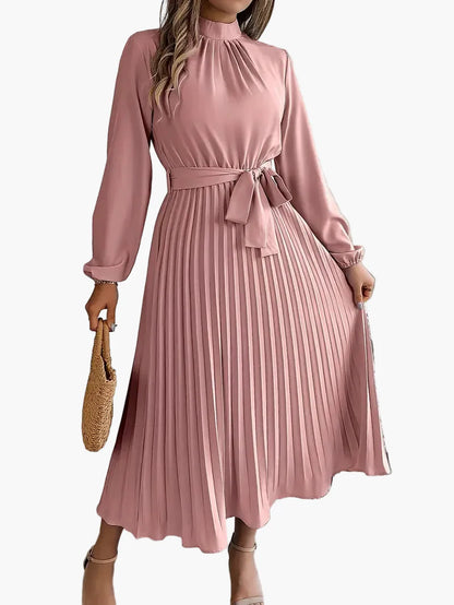 Vestido midi elegante con pliegues para mujer – Estilo refinado y versátil para ocasiones especiales