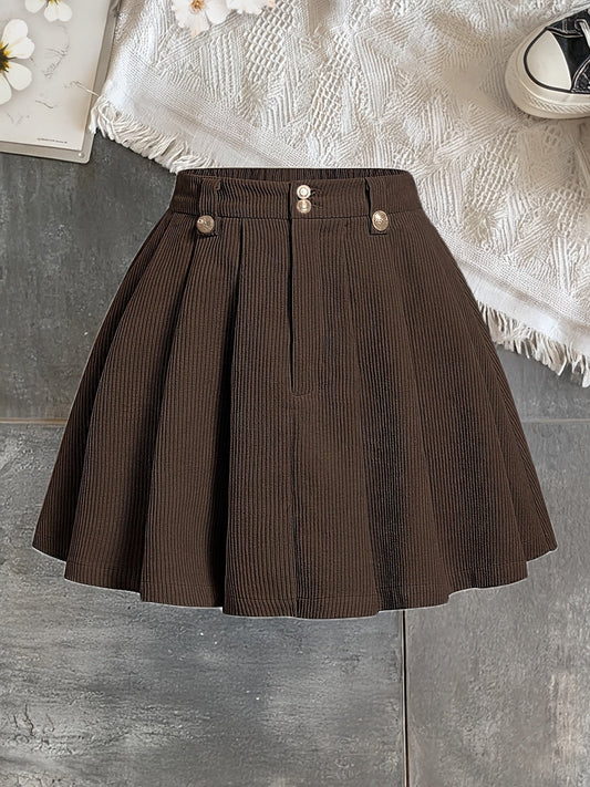 Falda plisada trapecio para mujer estilo elegante casual