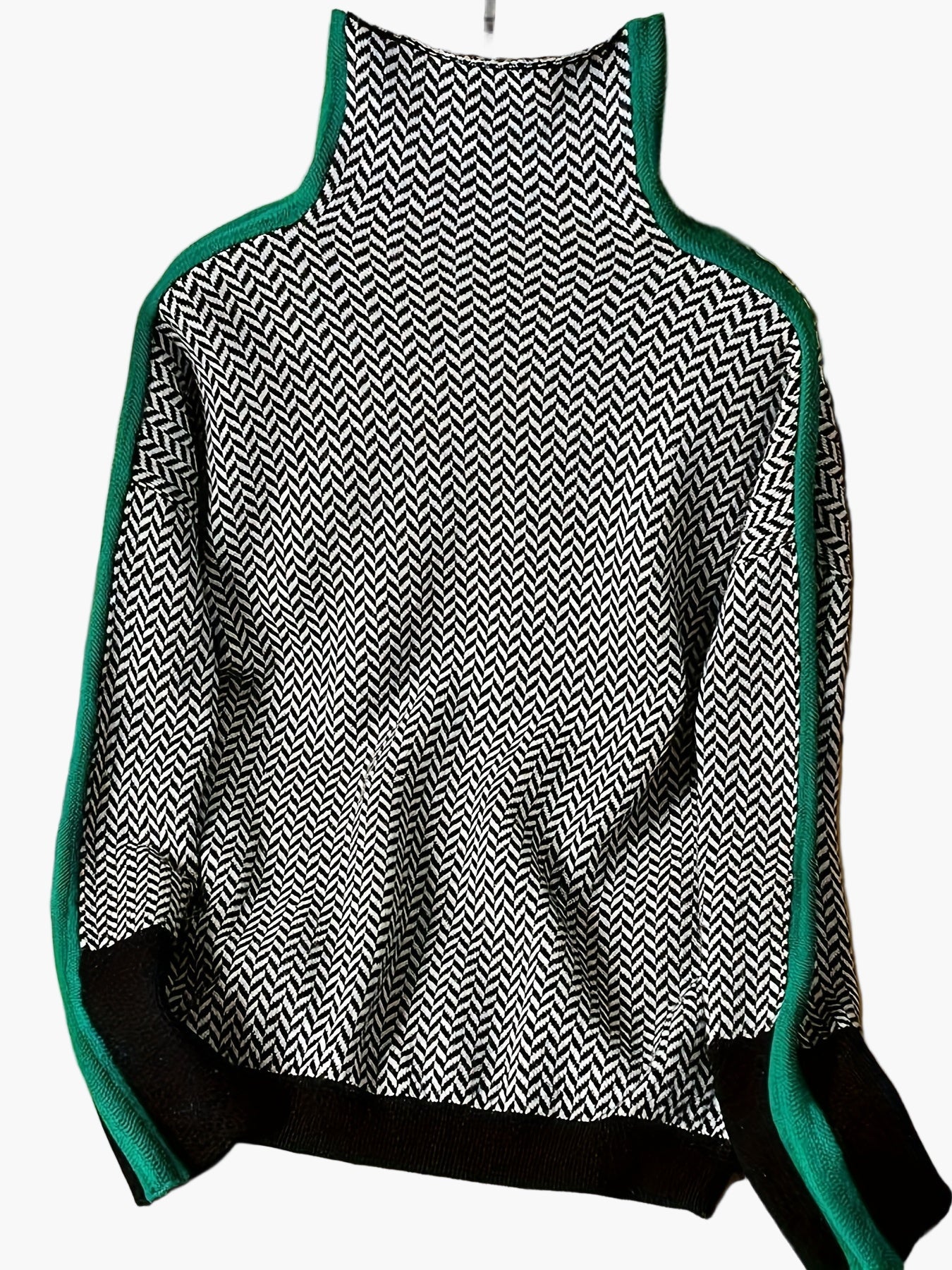 Pull Hiver Femme Col Montant Motif Géométrique Style Élégant Décontracté