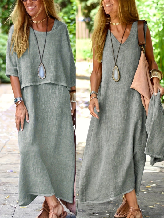 Abito lungo bohemien casual due pezzi donna primavera estate