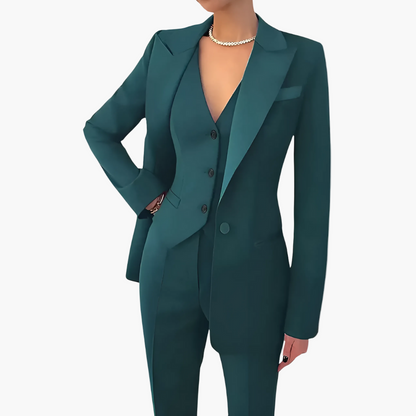 Tailleur Femme Élégant Trois Pièces Coupe Ajustée pour Affaires et Événements