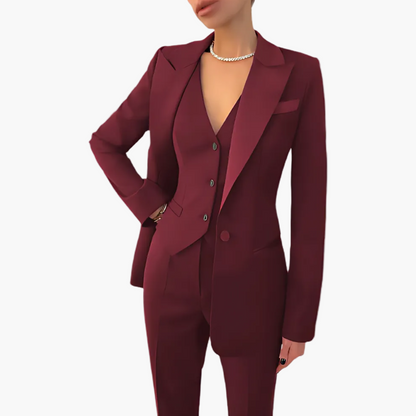Tailleur Femme Élégant Trois Pièces Coupe Ajustée pour Affaires et Événements