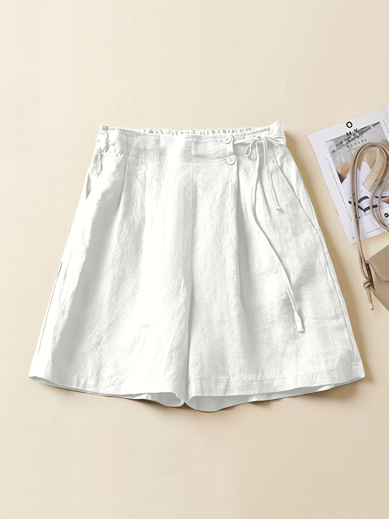 Shorts vita alta donna taglio ampio stile casual estivo