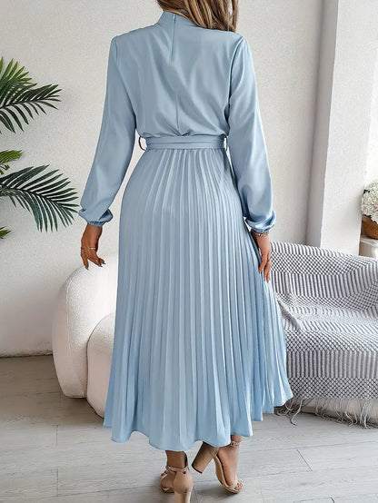 Vestido midi elegante con pliegues para mujer – Estilo refinado y versátil para ocasiones especiales