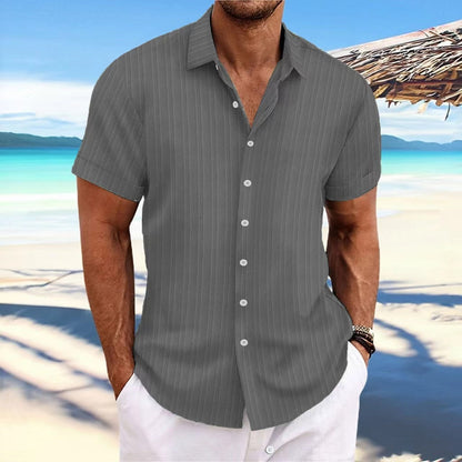 Dennis – Chemise décontractée à rayures en coton et lin