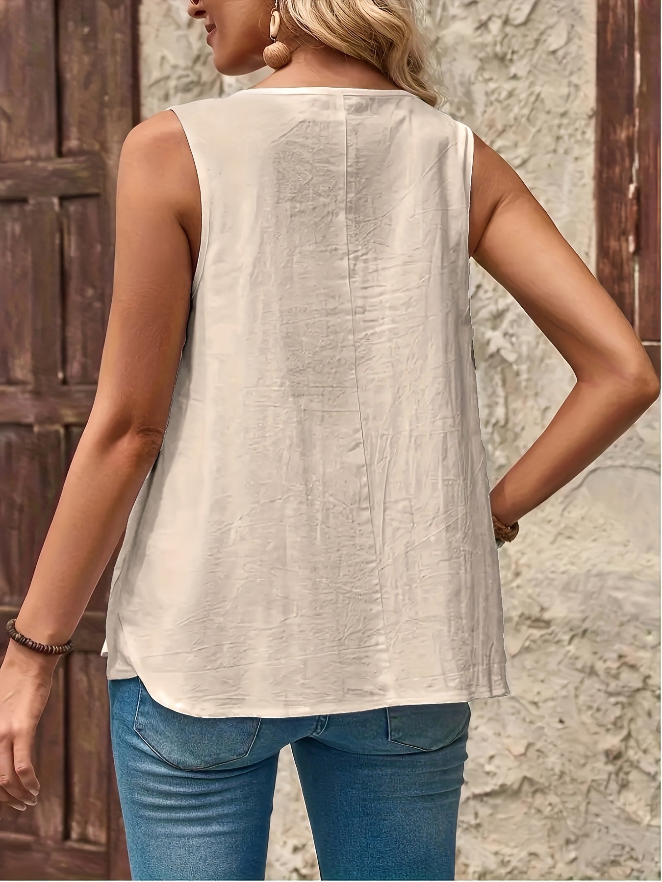 Débardeur décontracté femme sans manches style bohème chic pour l'été