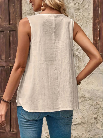 Débardeur décontracté femme sans manches style bohème chic pour l'été