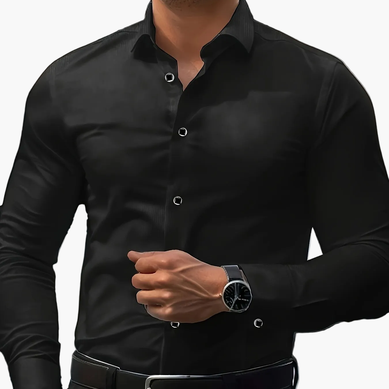 Elegant long-sleeve shirt for men - Slim fit, business and urban style