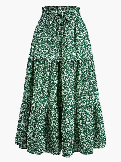 Jupe Longue Femme Élégante Taille Haute à Volants, Style Printemps Été, Idéale pour Loisirs et Sorties