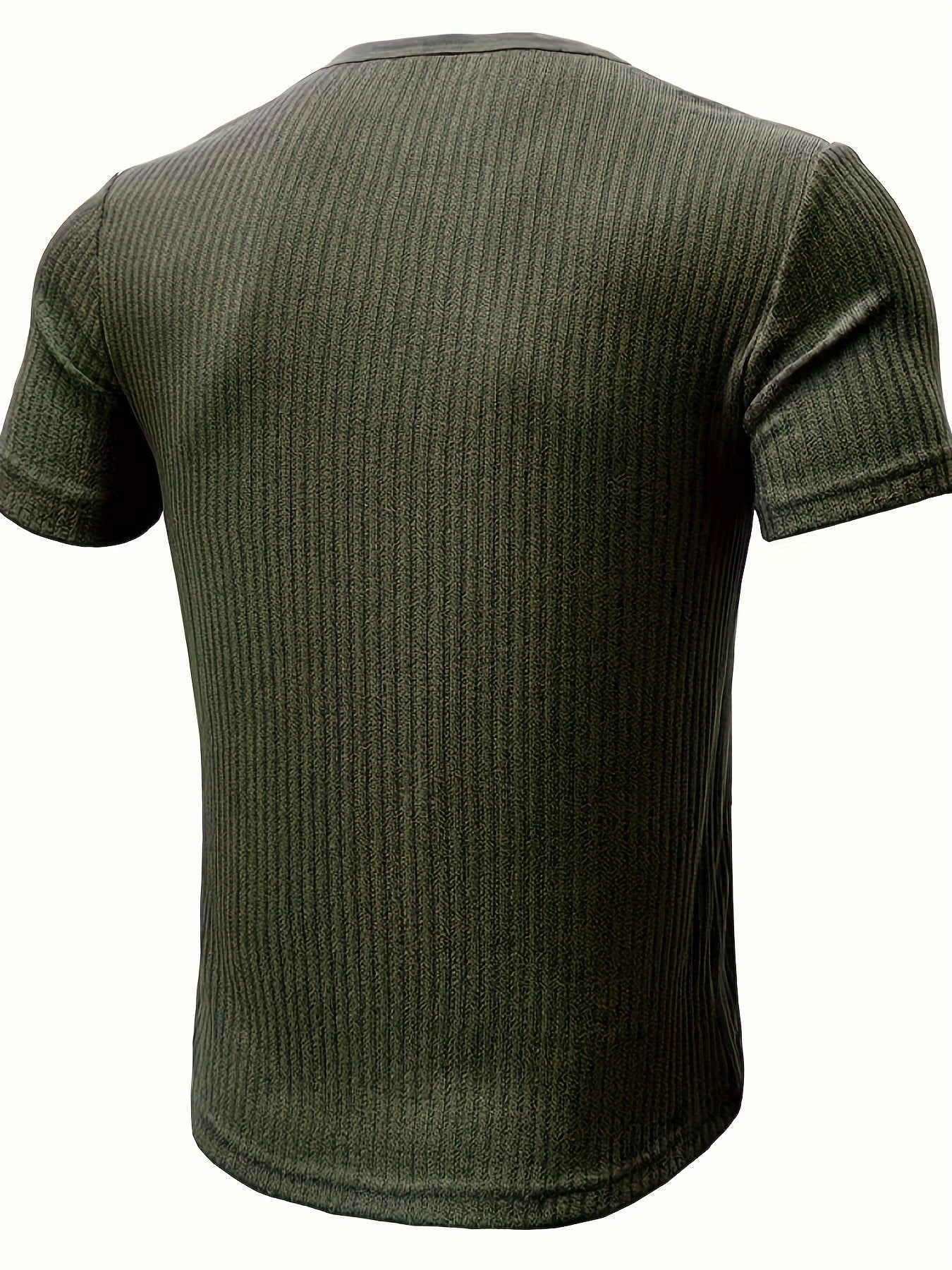 T-shirt casual a maniche corte da uomo stile Henley con bottoni a righe