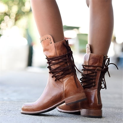 Bottes à Lacets Vintage pour Femme Style Aventurière – Confort et Élégance au Quotidien