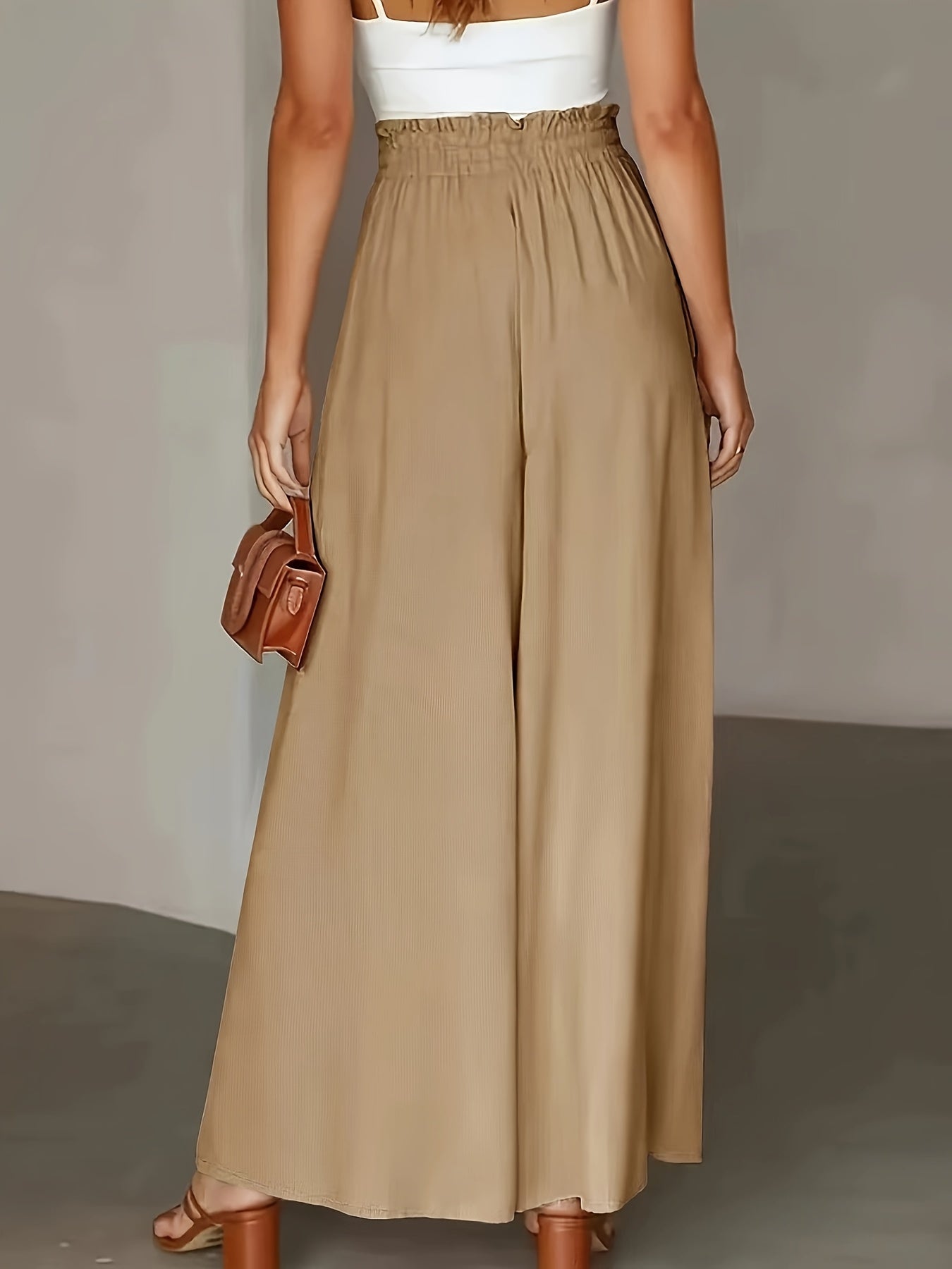 Pantaloni Palazzo Larghi Donna Stile Elegante Vita Alta con Cintura, Moda Casual e Sofisticata