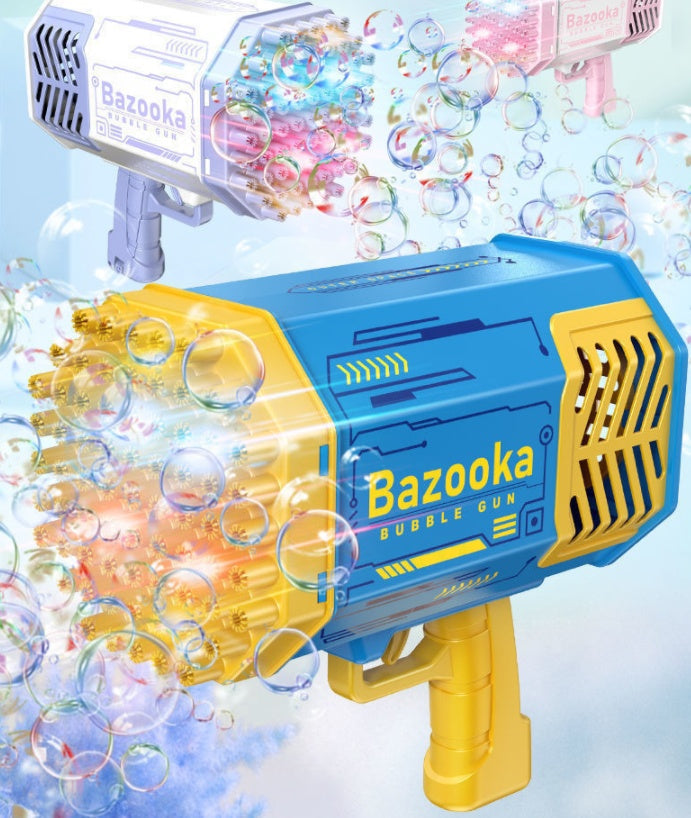 Pistolet à bulles Bazooka 69 trous pour enfants – Jouet interactif et amusant avec ventilateur, idéal pour fêtes et activités extérieures
