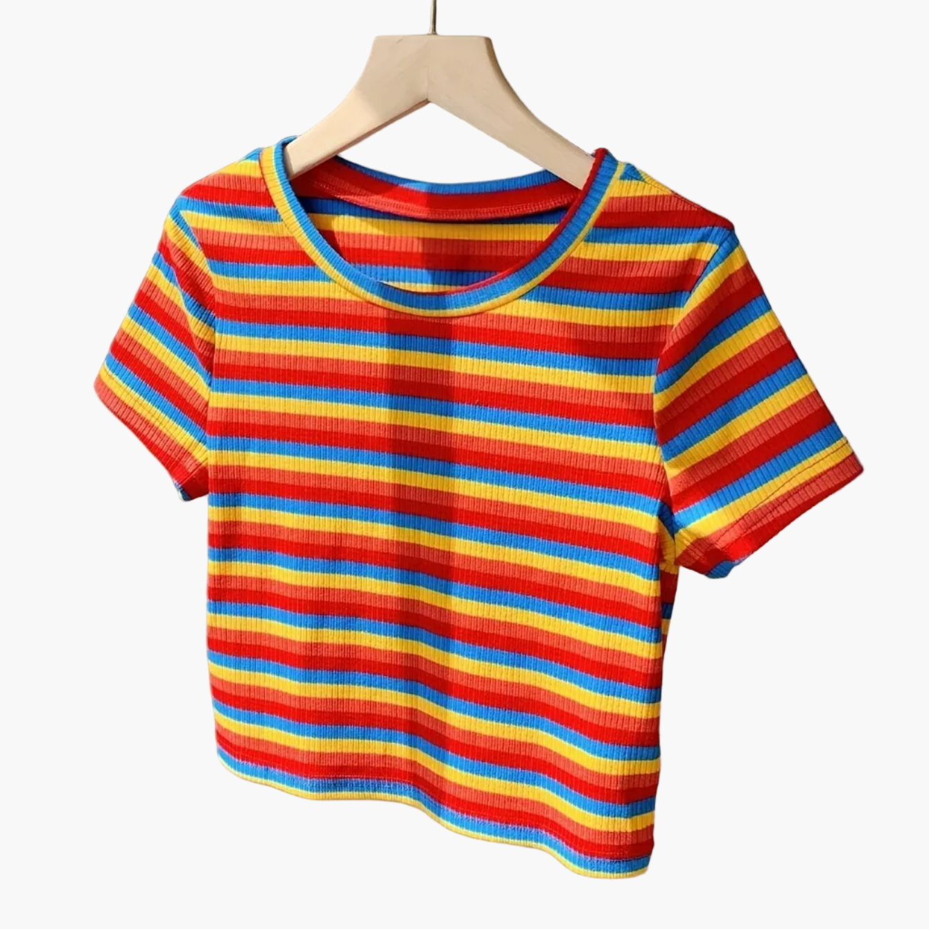 T-shirt rayé à manches courtes pour femme, style décontracté et tendance, parfait pour l'été