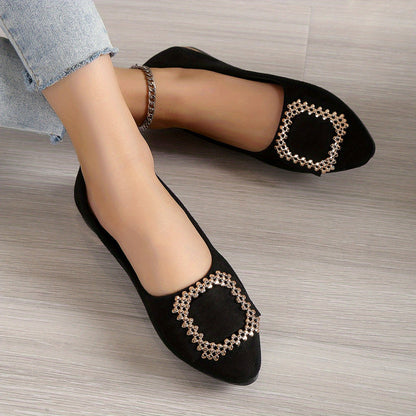 Ballerines élégantes à bout pointu pour femme avec boucle ornementale – Style chic et raffiné pour toutes occasions