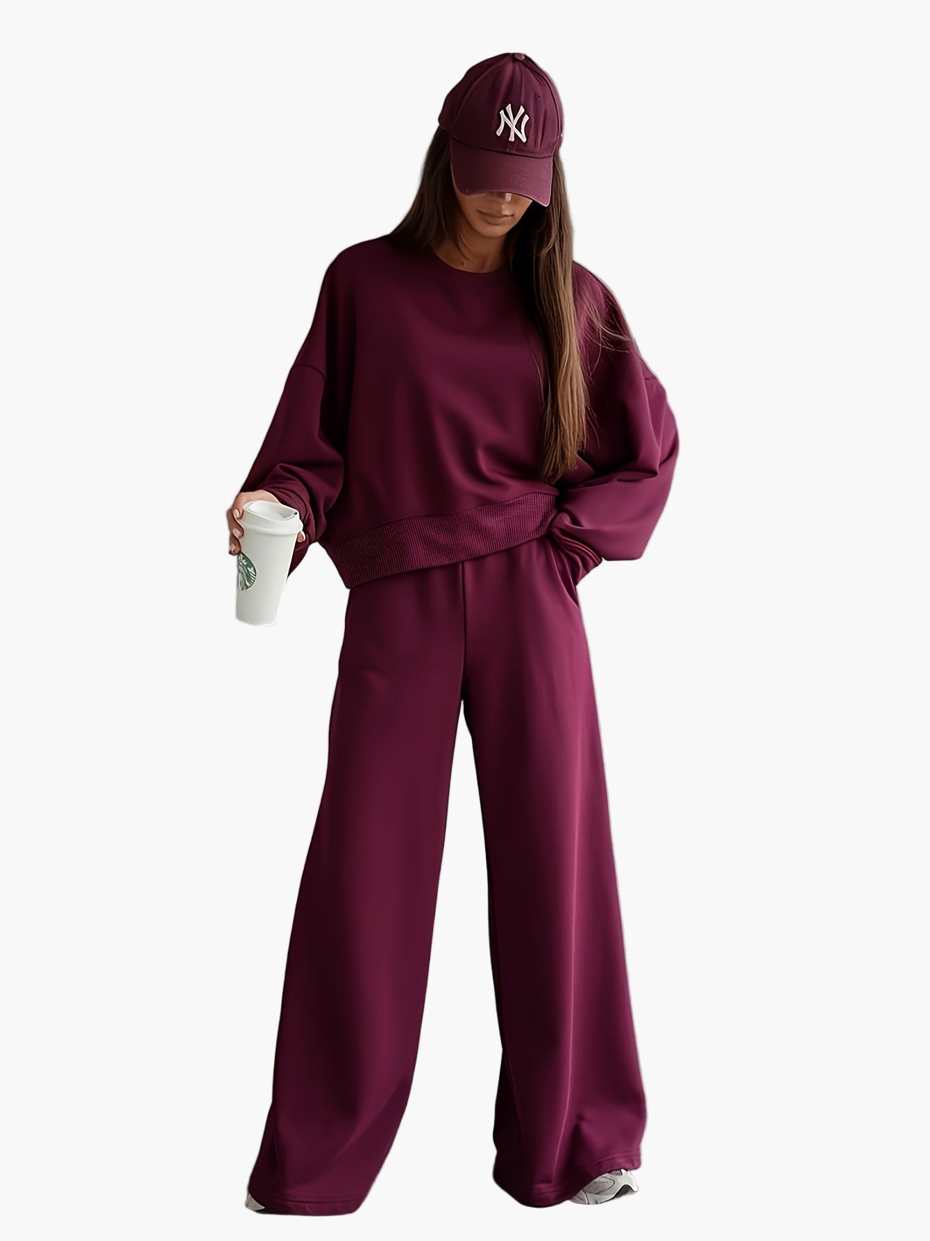 Ensemble Femme Décontracté Chic Sweatshirt et Pantalon Large pour Loisirs et Sorties
