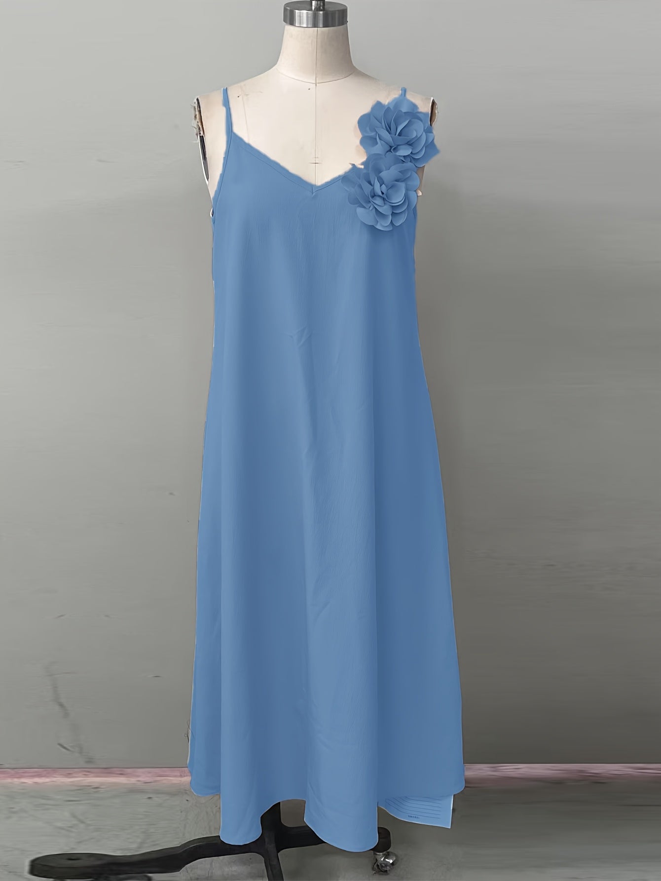 Robe élégante femme style bohème à fleurs 3D épaules, décontractée pour printemps et été