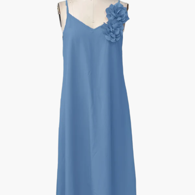 Robe élégante femme style bohème à fleurs 3D épaules, décontractée pour printemps et été