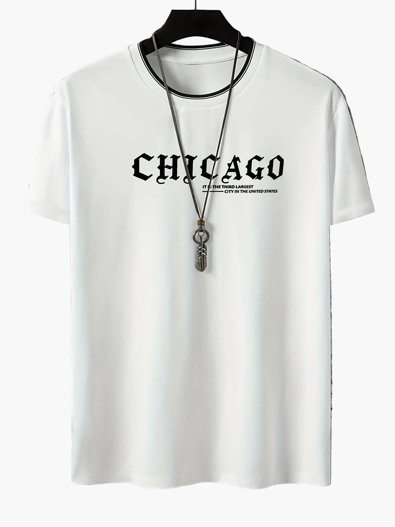 T-shirt homme style urbain imprimé CHICAGO tendance décontractée