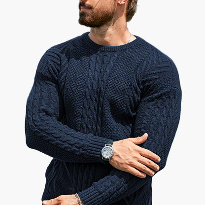 Pull torsadé pour homme style décontracté urbain – Manches longues, chic automne/hiver